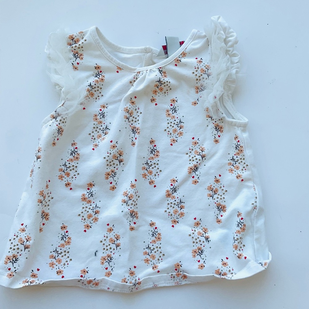 Baby Poney size 12-18 months Floral Ruffle Sleeve Top